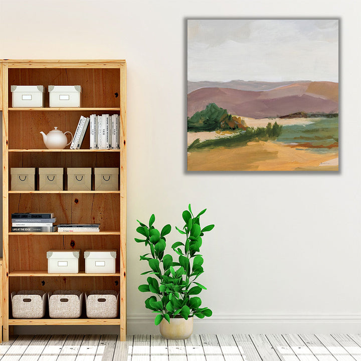 Living room wall art with neutral brown and green tones
