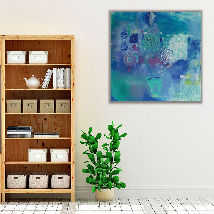 blue living room canvas art detail