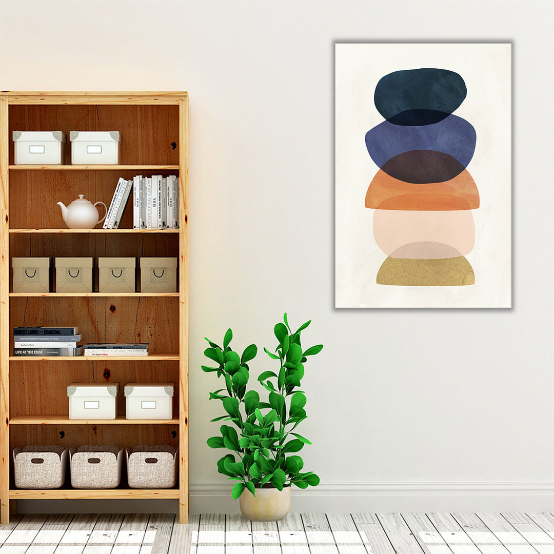 Living room canvas art blue neutral geometric