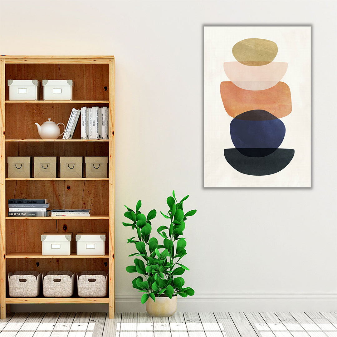Blue orange neutral living room canvas