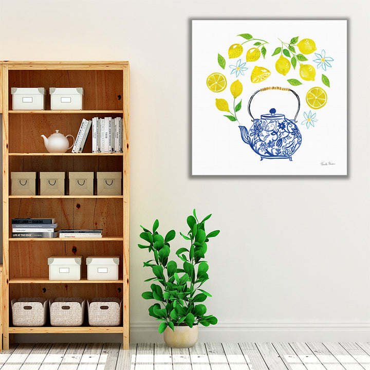 Kitchen Wrapped Canvas – bright citrus teaware design