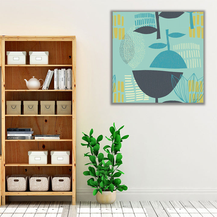 Blue Black Hallway Wall Decor – framed leaf-inspired abstract art