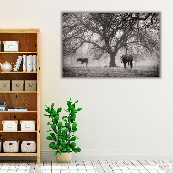 Farmhouse wall art with animal and tree scene