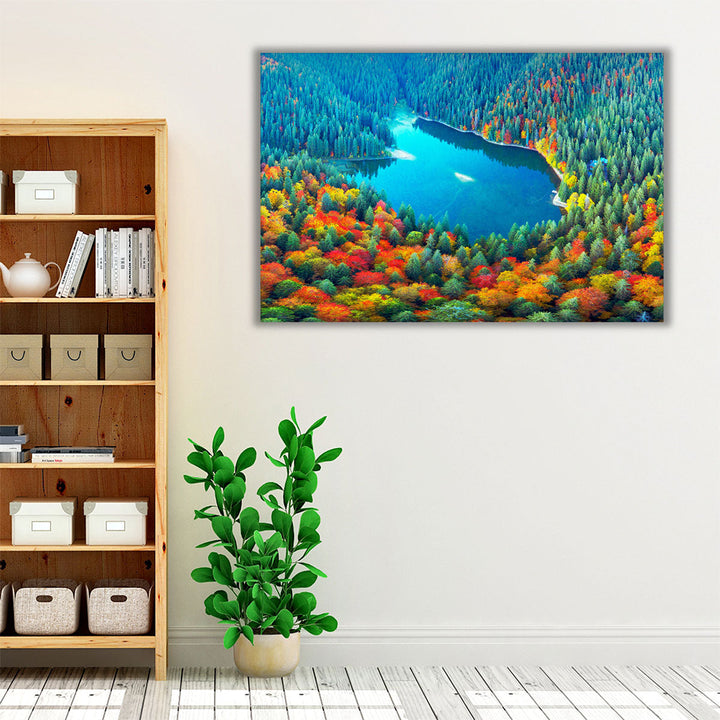 Living room wall art green blue orange
