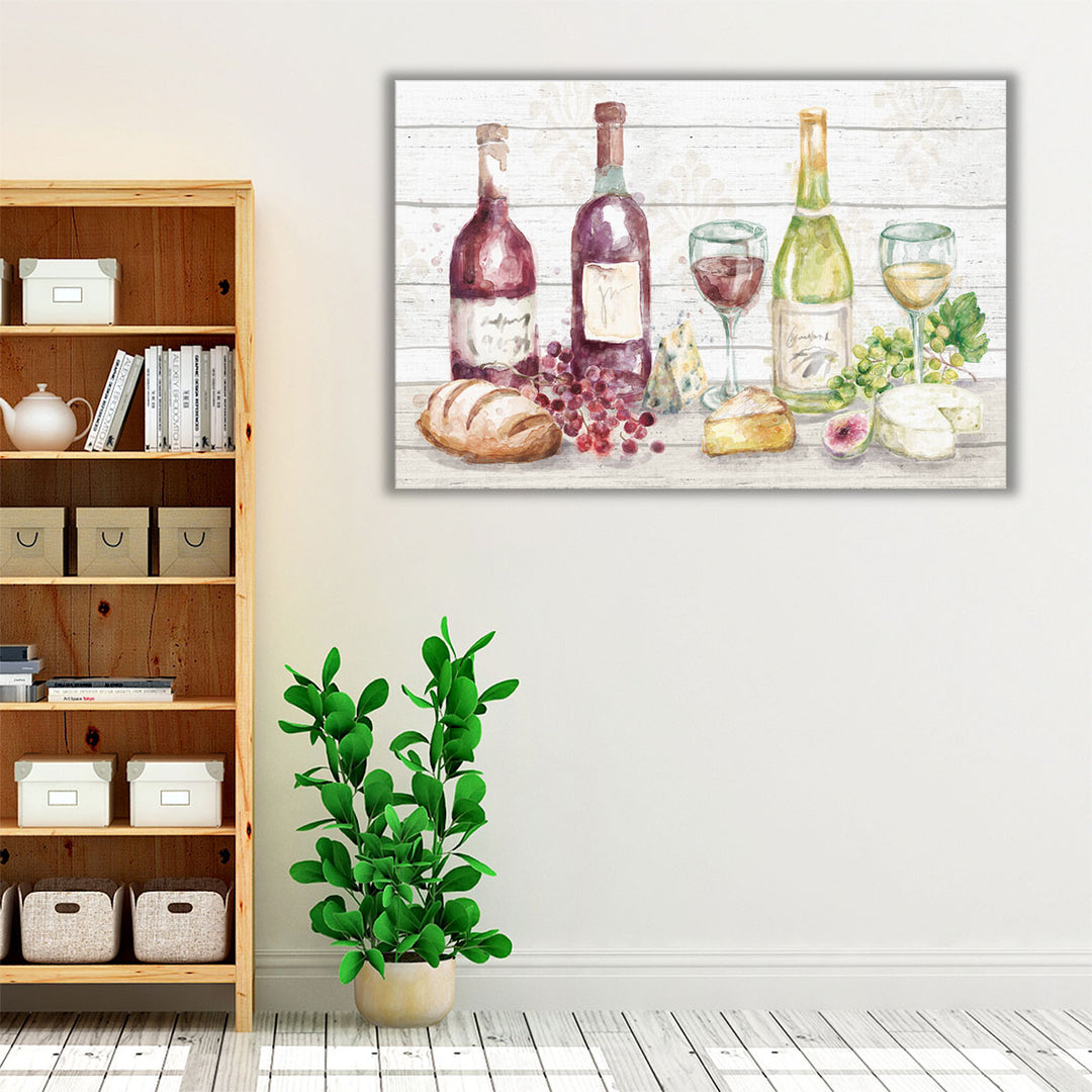 Kitchen Wrapped Canvas – textured wine bottle artwork