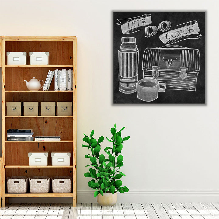 Lets Do Lunch Chalk Black and White - Canvas Print Wall Art