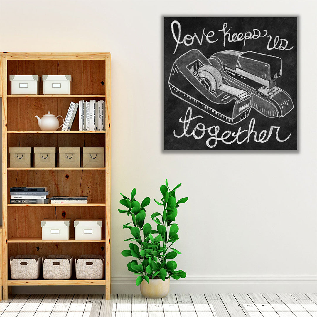 Love Keeps Us Together Chalk Black and White - Canvas Print Wall Art