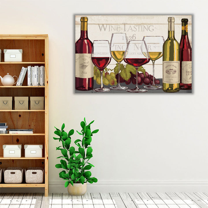 Espresso framed canvas above kitchen island