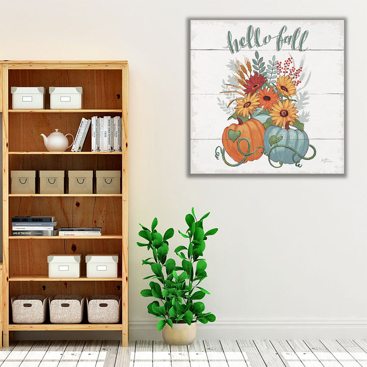 Fall Fun II Gray And Blue - Canvas Print Wall Art