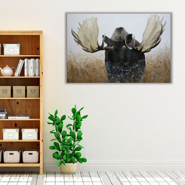Brown Neutral Living Room Art – modern animal wall décor with moose