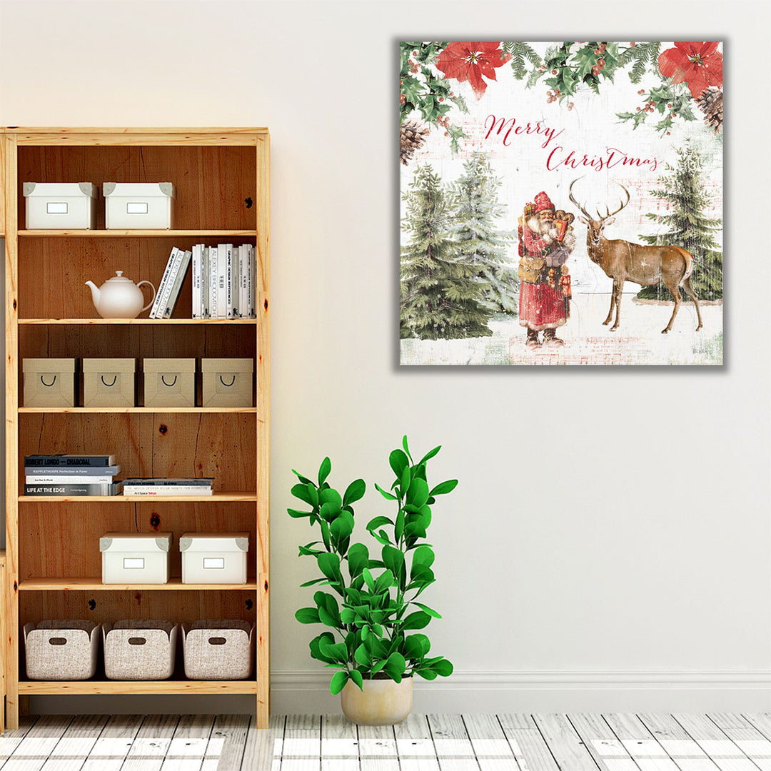 Wooded Holiday III Merry Christmas - Canvas Print Wall Art