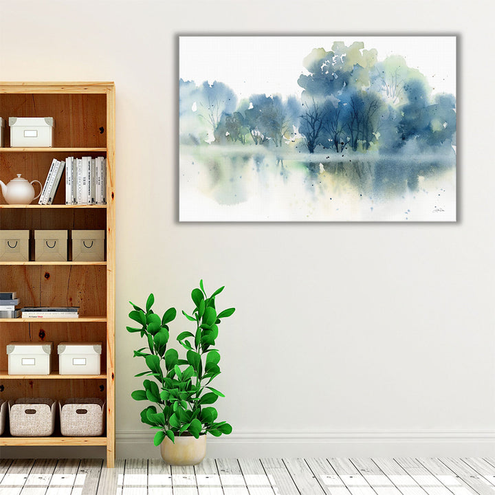 Hallway canvas art blue neutral scenery