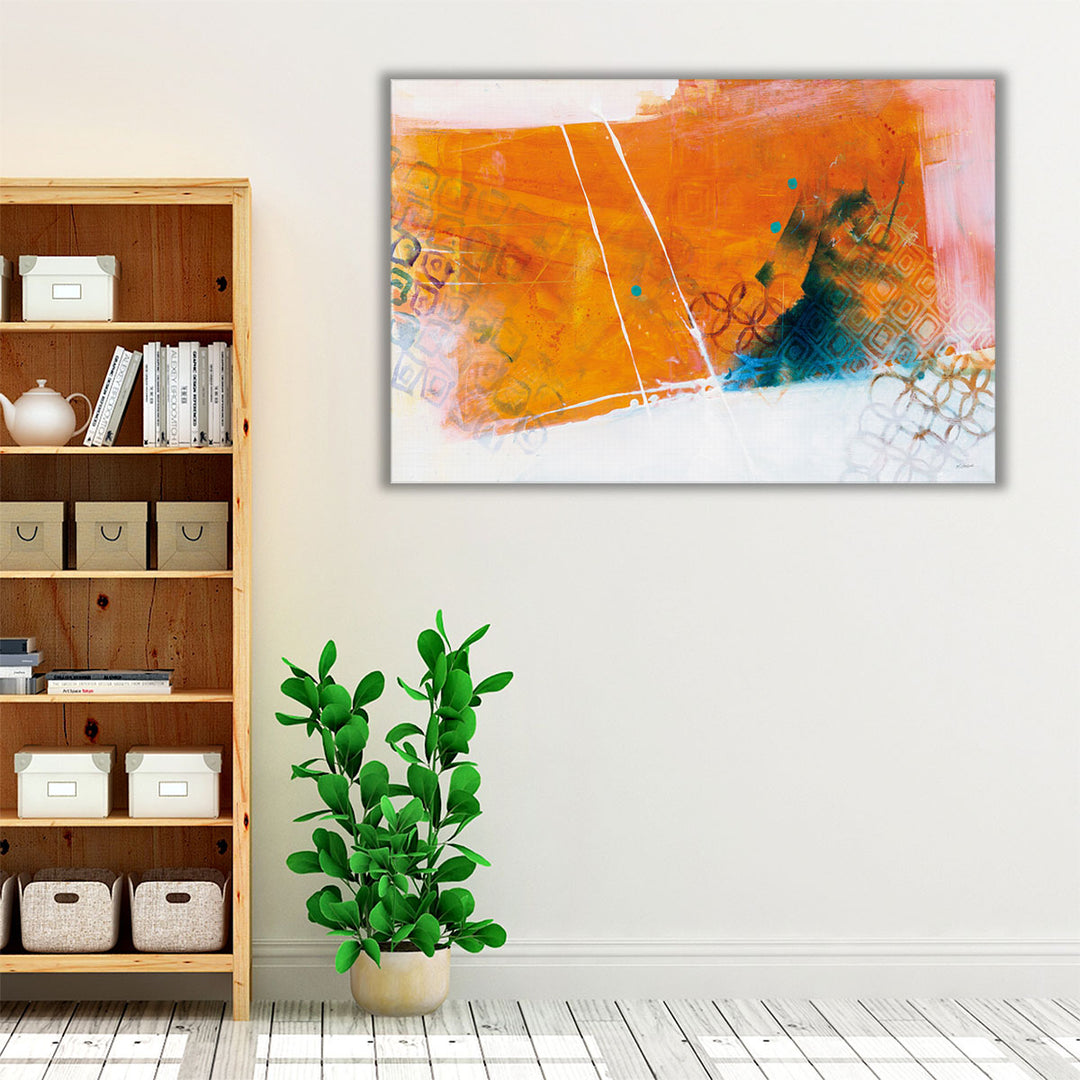 Living room canvas art bold orange tones