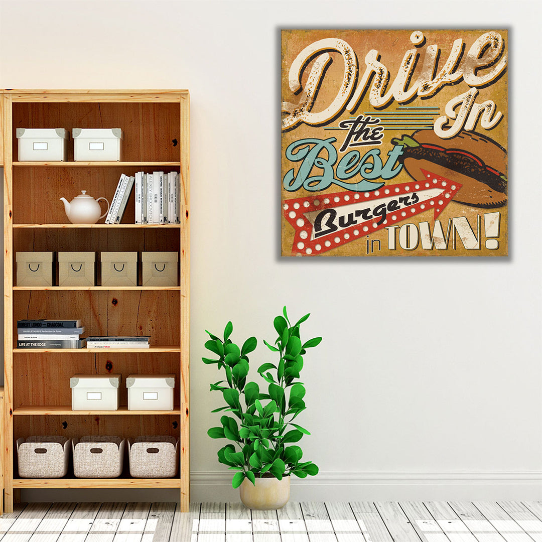 Brown kitchen canvas art piece hanging