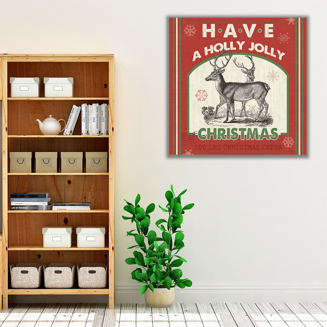 Red framed canvas hanging in living room