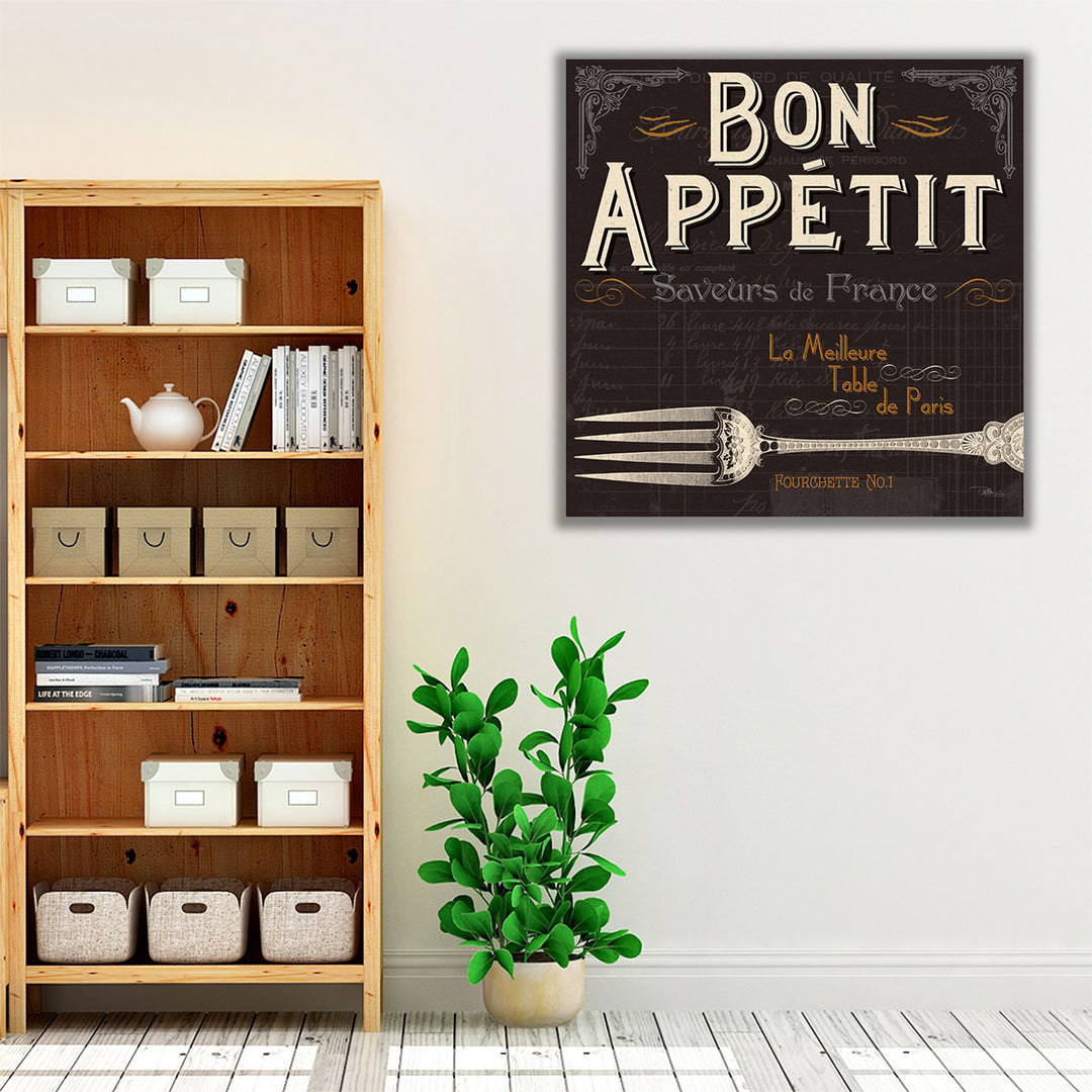 Monochrome canvas print fork and typography