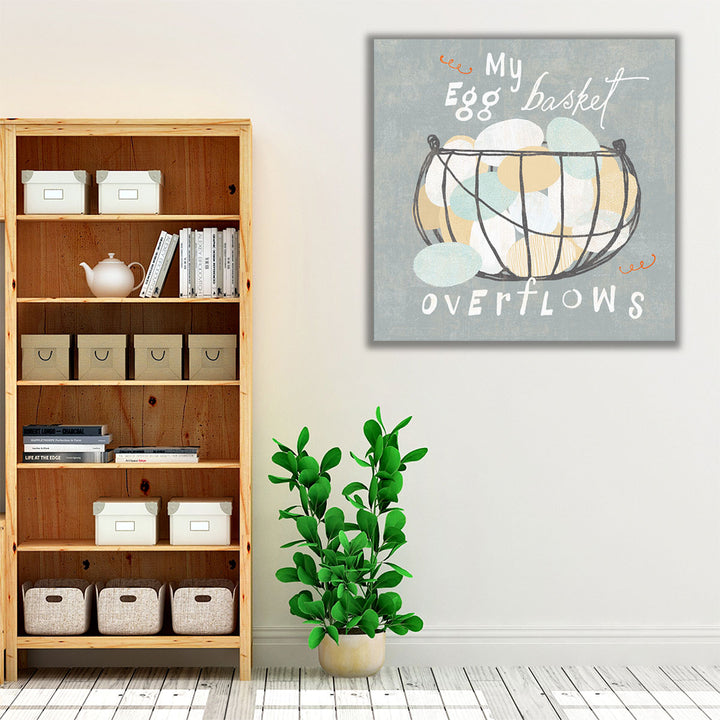 Kitchen wrapped canvas – sleek egg basket illustration