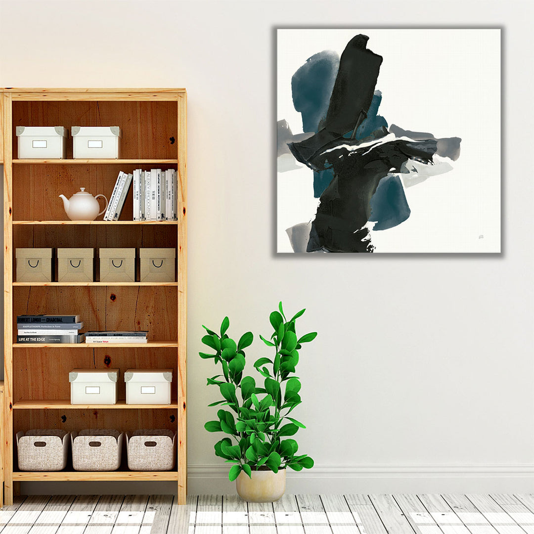 Black and Dark Teal IV - Canvas Print Wall Art