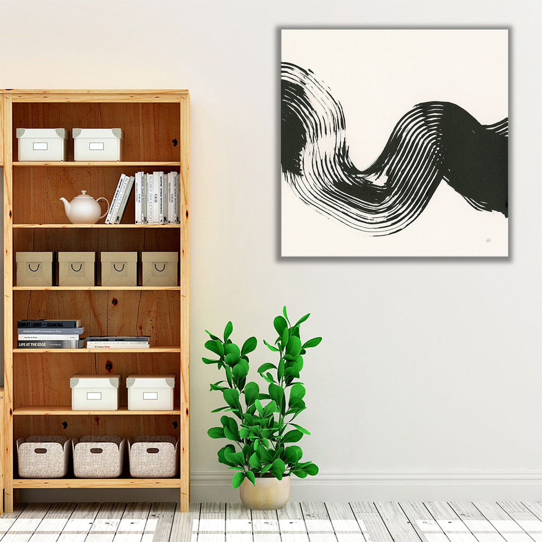Brushed V Black and White - Canvas Print Wall Art