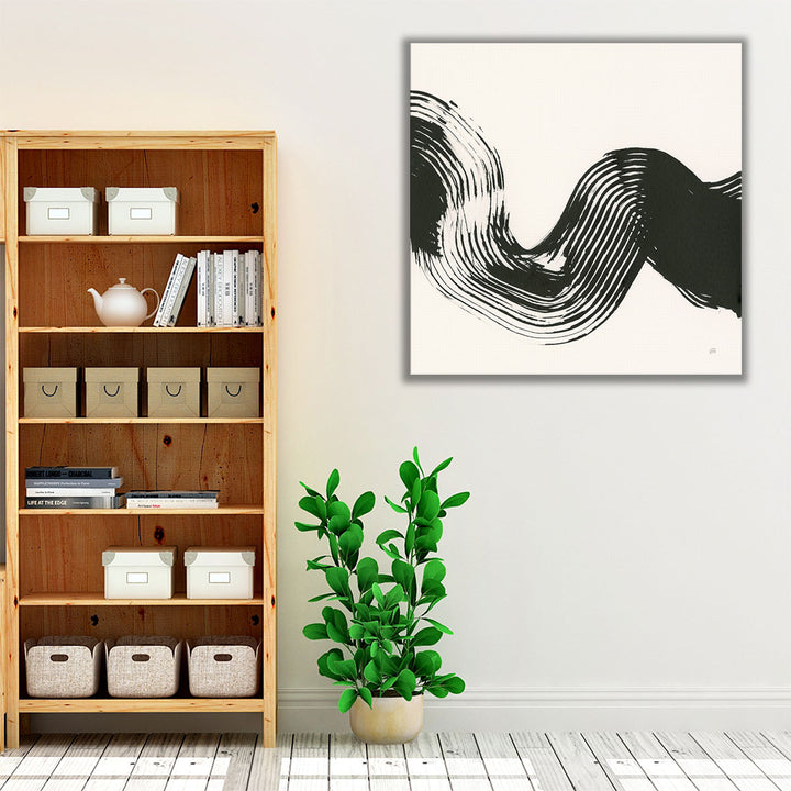 Brushed V Black and White - Canvas Print Wall Art