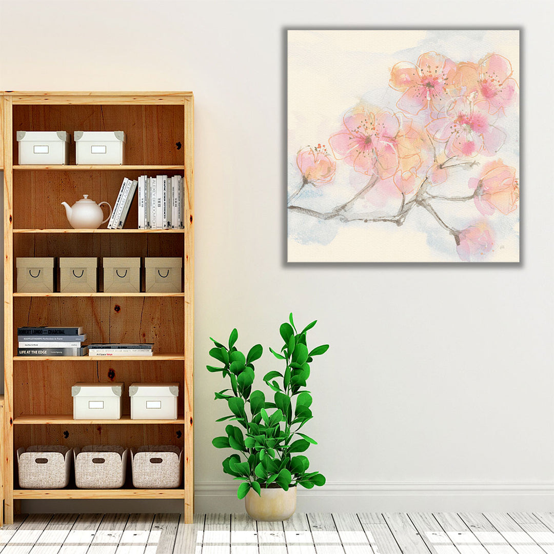 soft blush watercolor blooms canvas