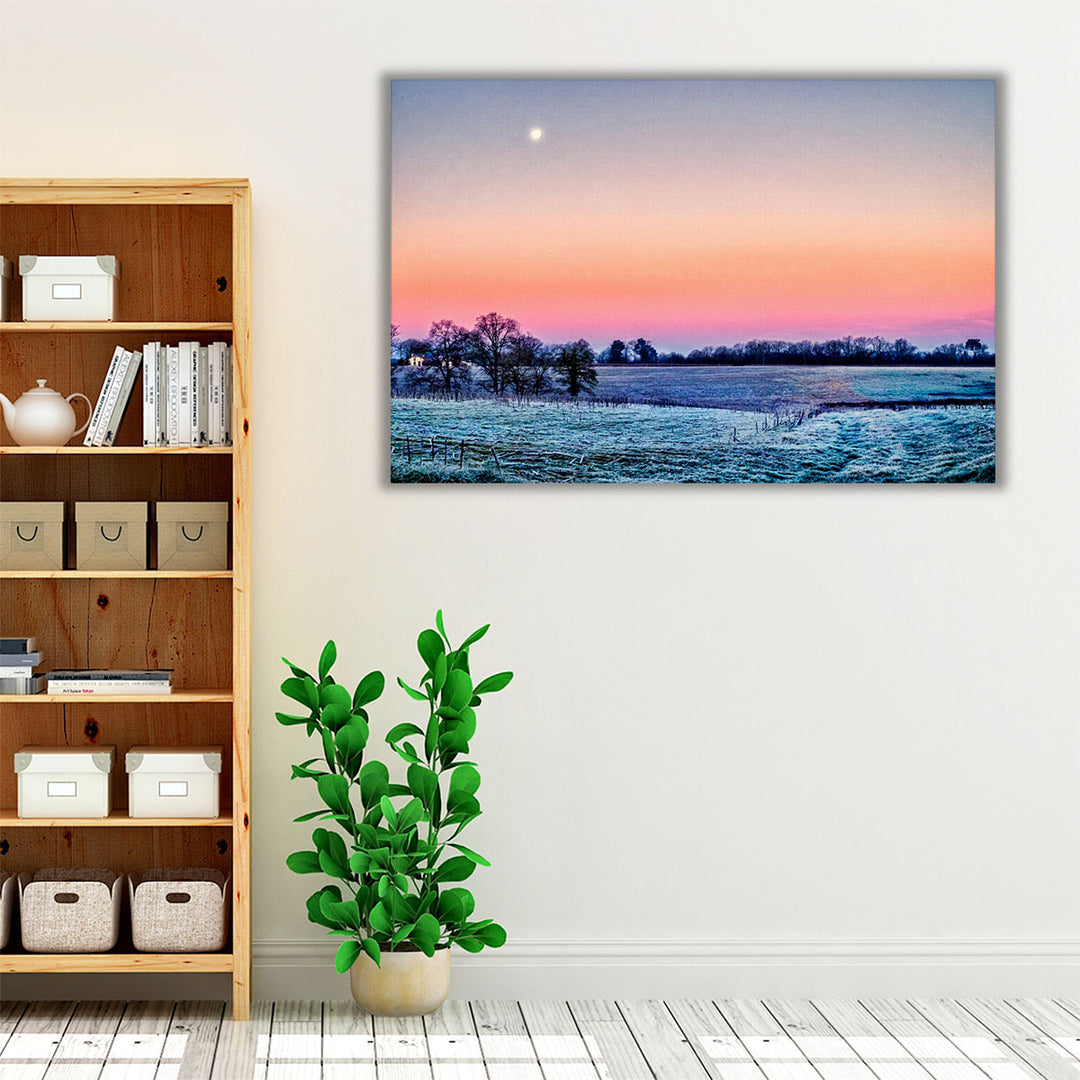Blue neutral and orange photo art with seascape view