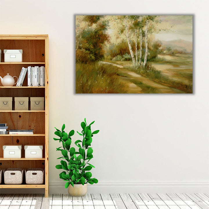 Neutral green tree and plant wall decor