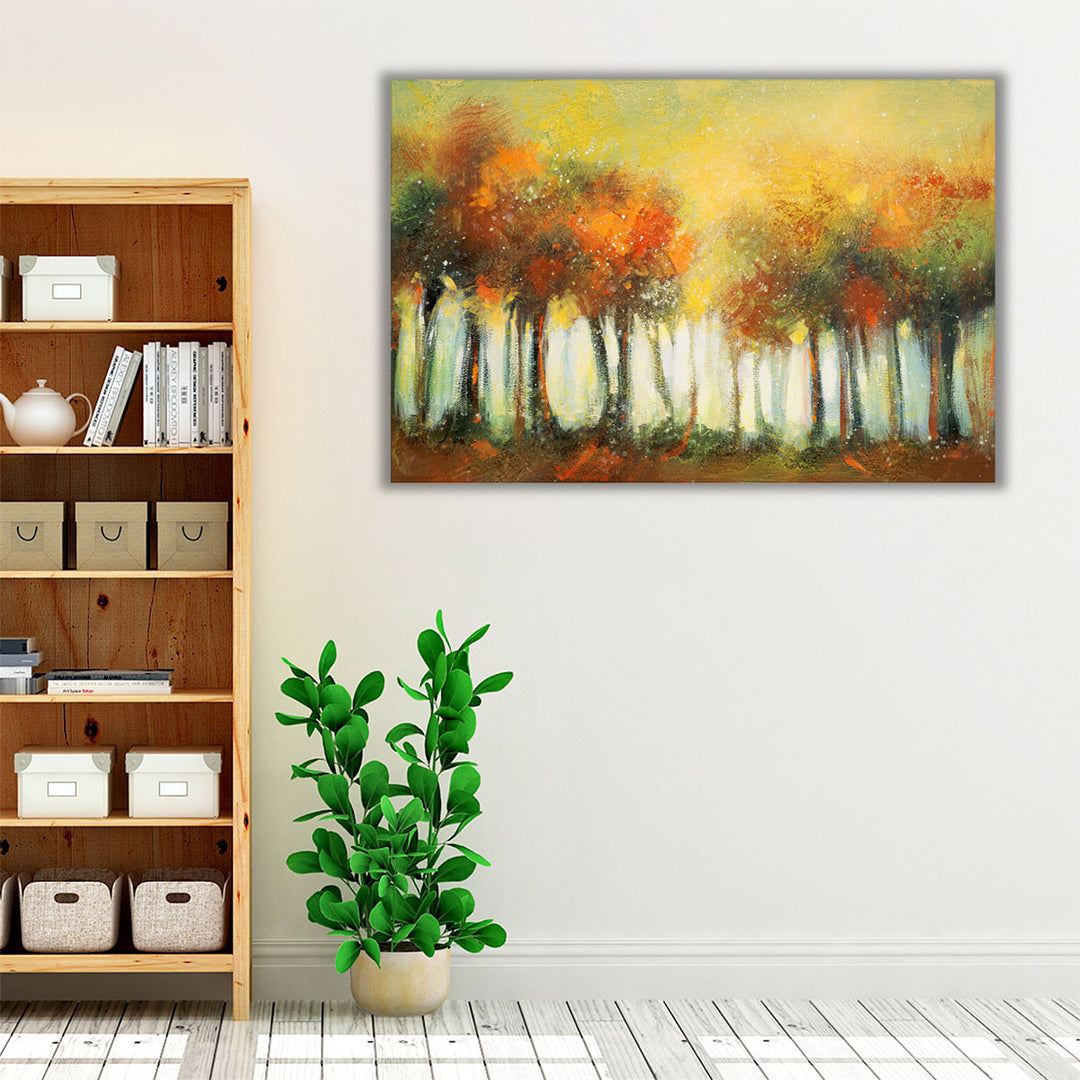 abstract trees print – yellow brown tones