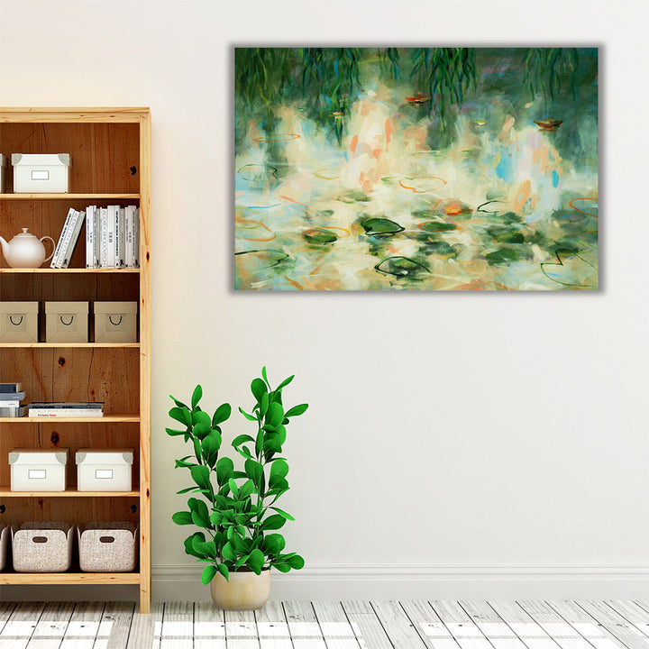 Minimal green botanical artwork for hallway