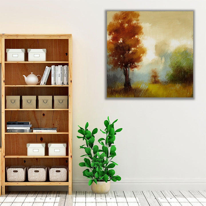 Earth-tone wall art with brown and green
