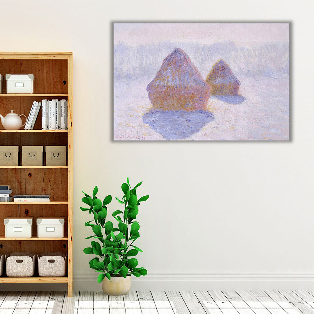 Haystacks (Effect of Snow and Sun), 1891 - Canvas Print Wall Art