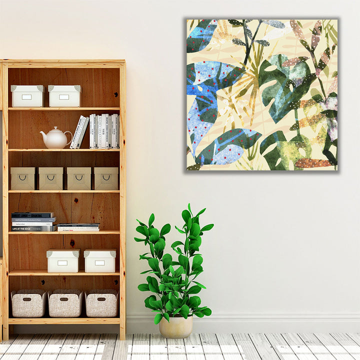 Farmhouse leaves wall art neutral canvas