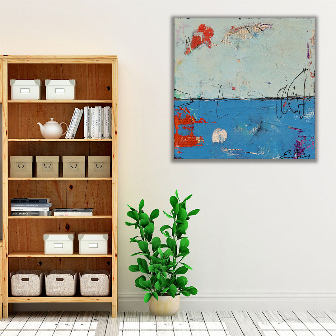 Blue Neutral Hallway Art – framed abstract wall decor for entry