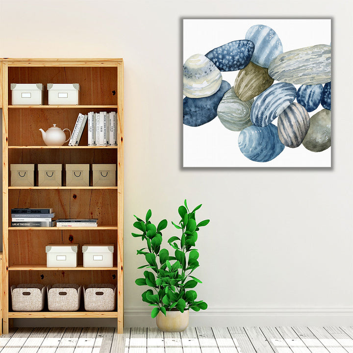 white framed canvas blue accent piece
