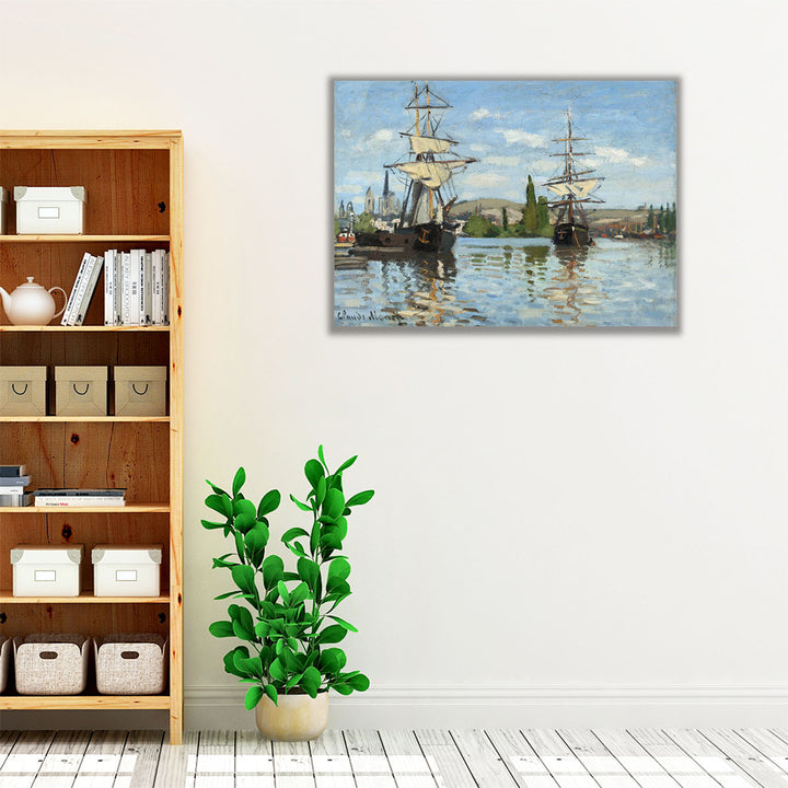 Ships Riding on the Seine at Rouen by Claude Monet, 1872–1873 - Canvas Print Wall Art