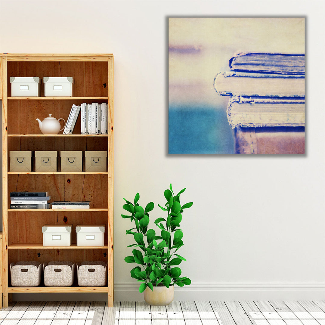 Living room framed canvas with books