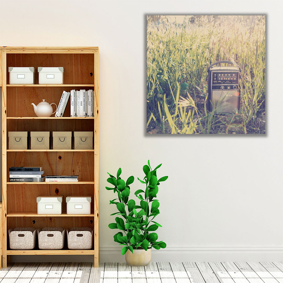 Living room canvas print with grass field view