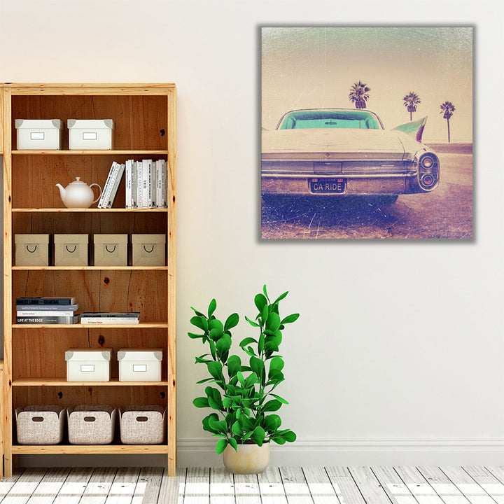 Home office framed art with classic car