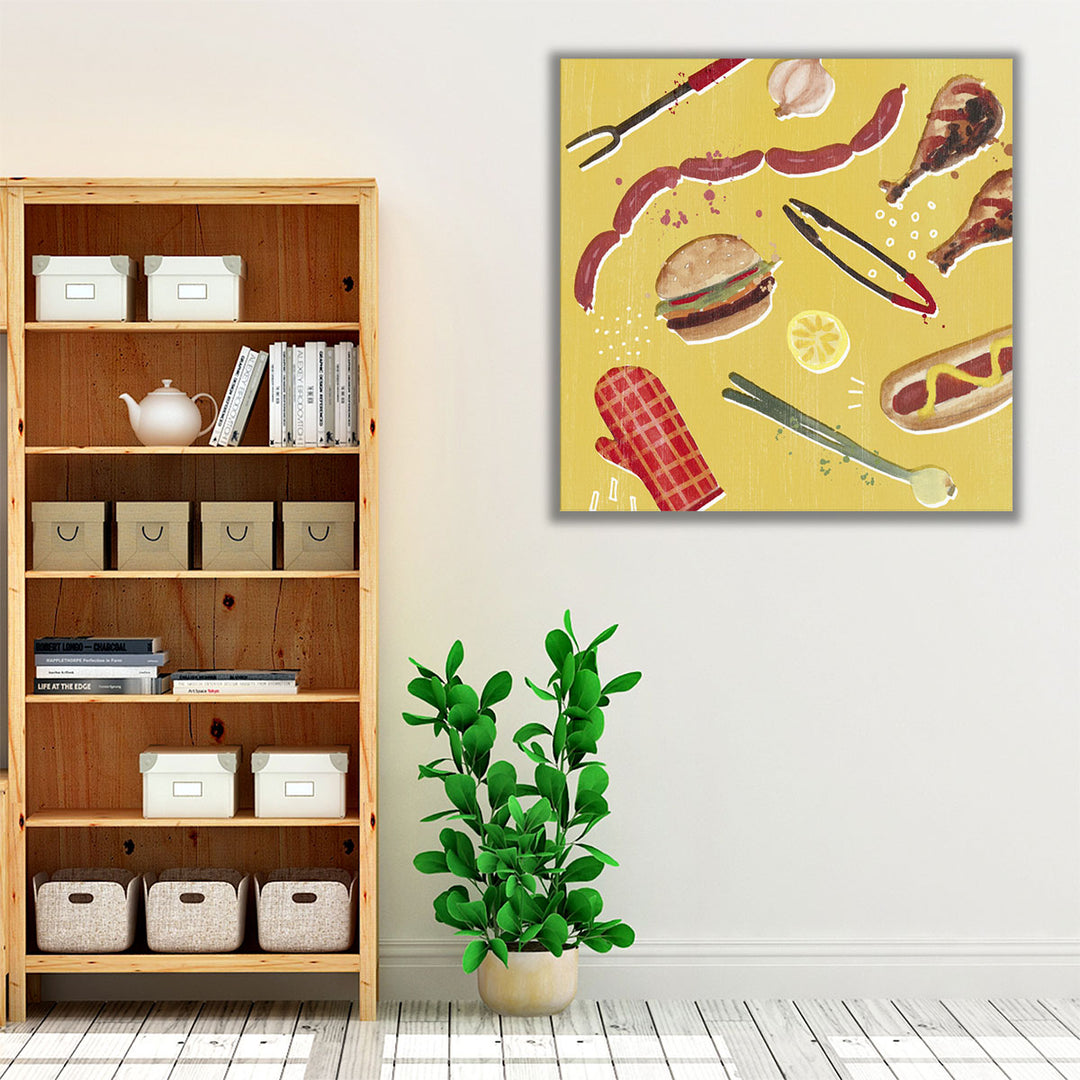 yellow dining art – playful culinary scene