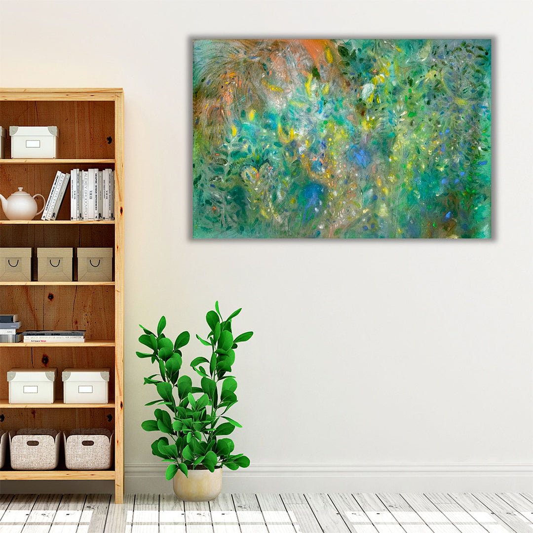 living room white framed canvas wall art