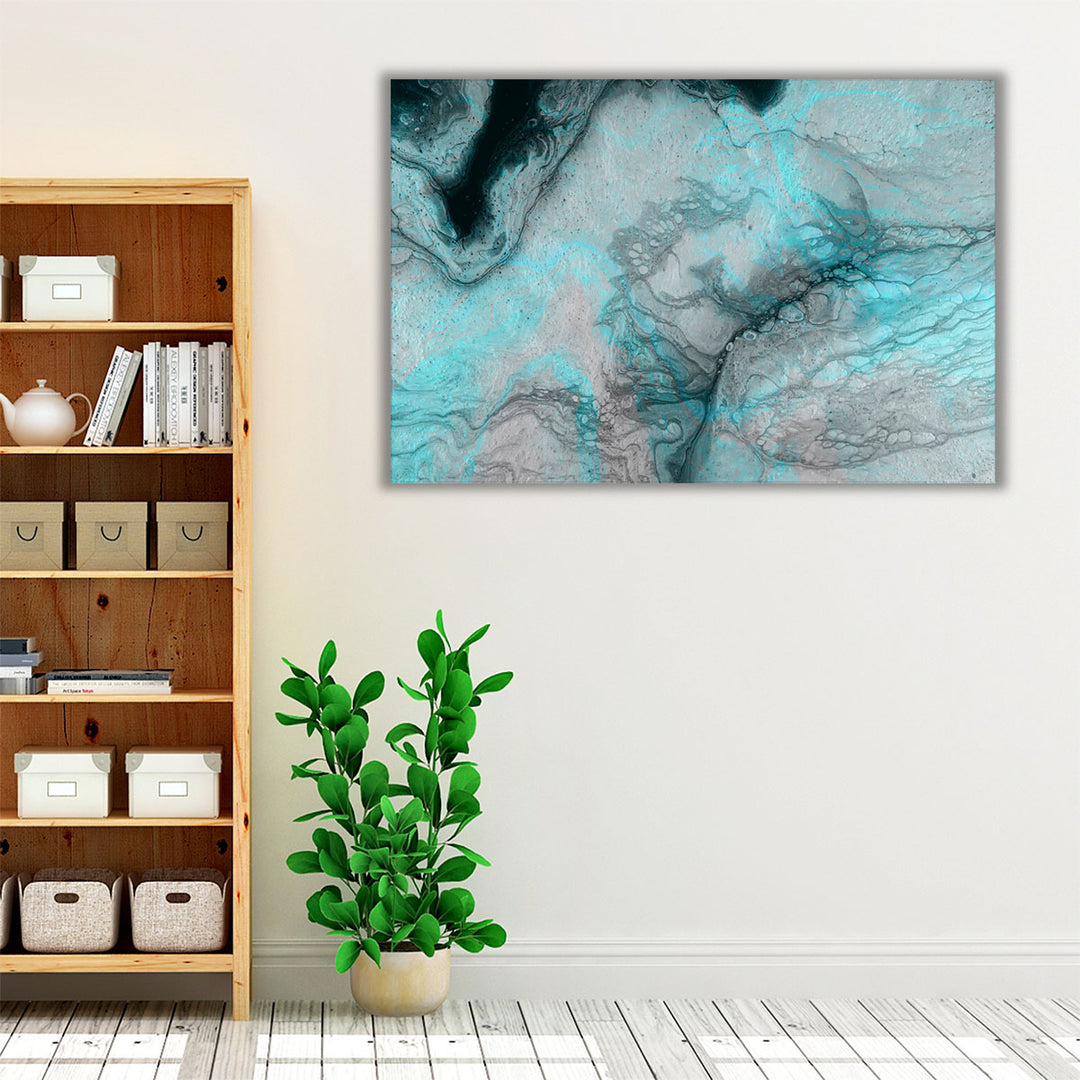Neutral hallway wall decor with abstract design