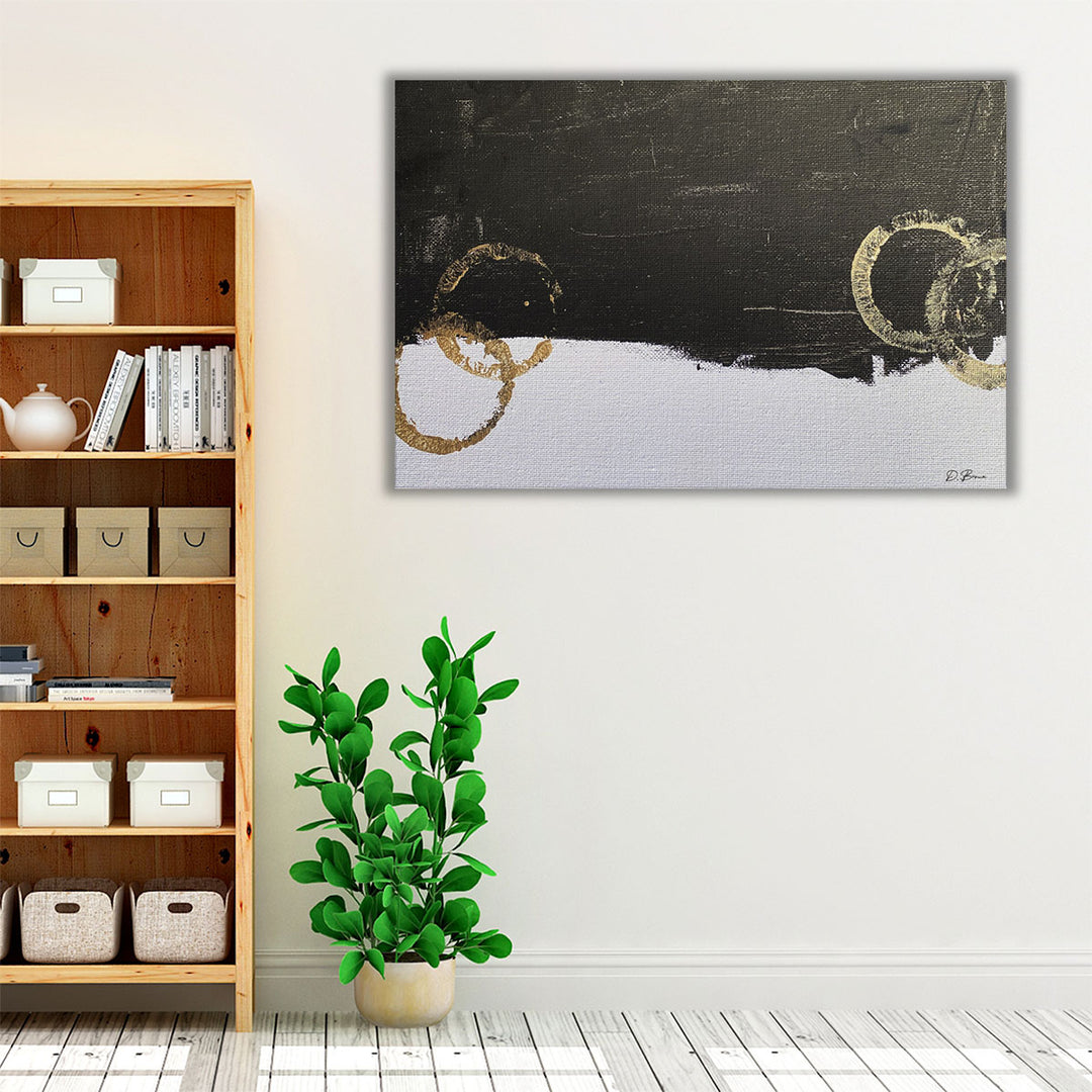 gold hallway wrapped canvas art piece