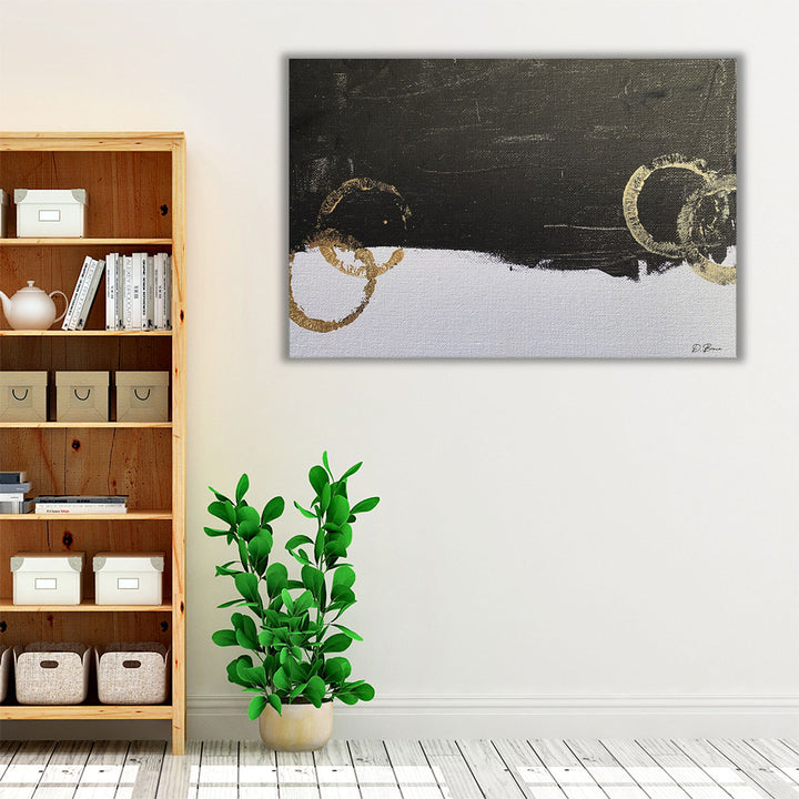 gold hallway wrapped canvas art piece