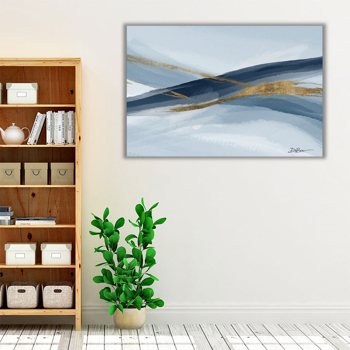 Navy Blue Hallway Art – elegant abstract marble design print