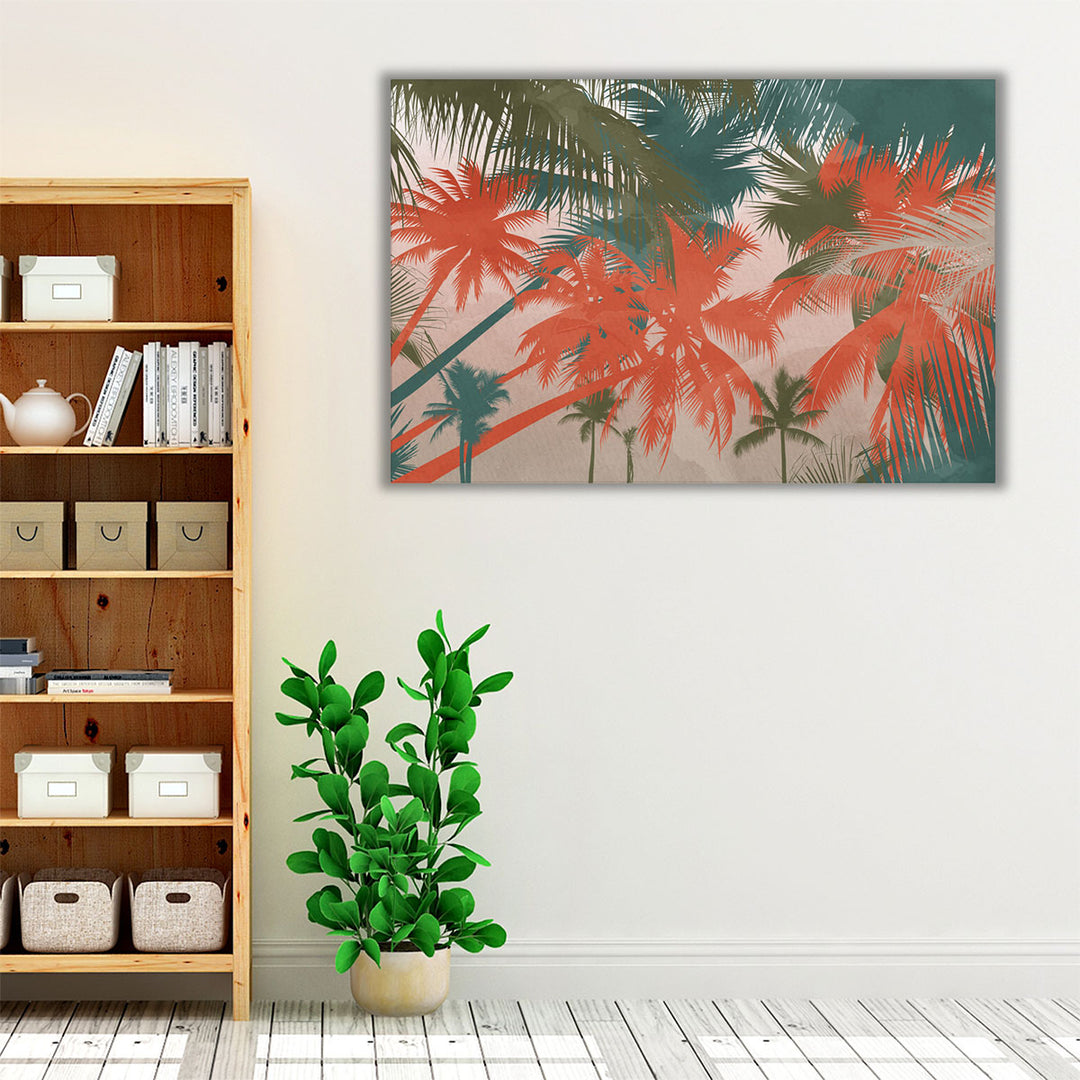 red green hallway wrapped premium canvas