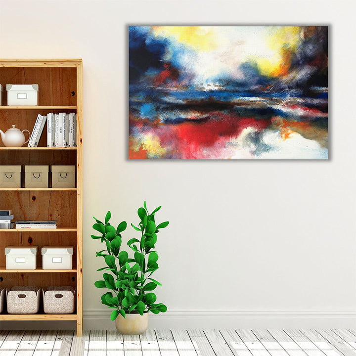 Colorful wall art for hallway setting