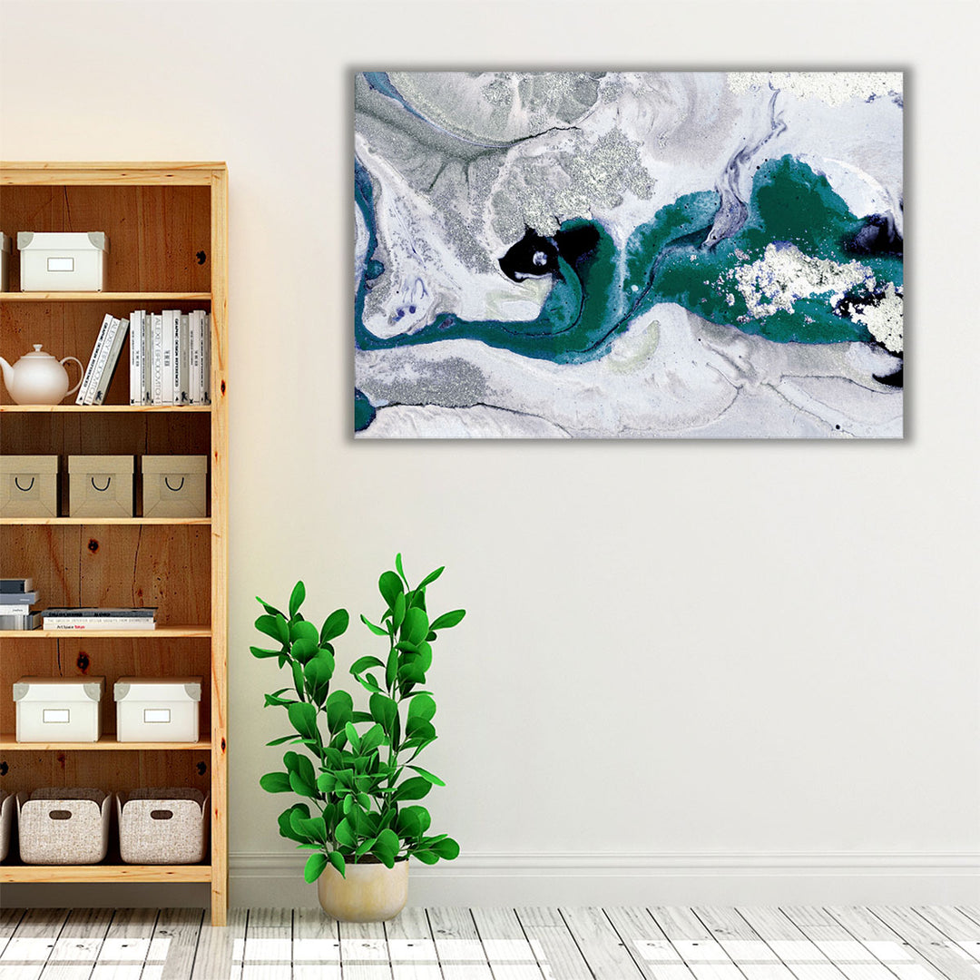 Living room canvas art blue neutral tones