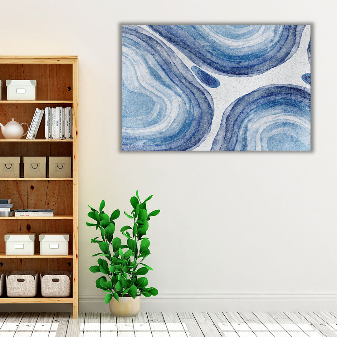 Clean blue and white wall art for bathroom or living room