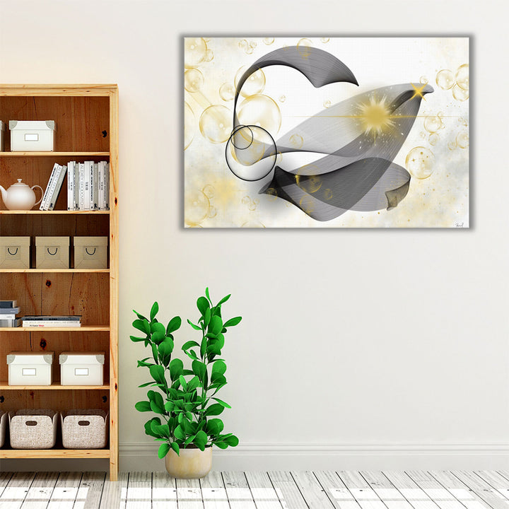 yellow canvas living room accent