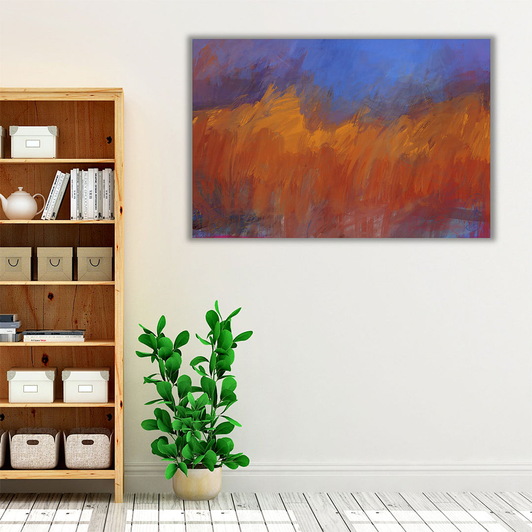 Blue Orange Farmhouse Art – framed abstract wall décor with bold color